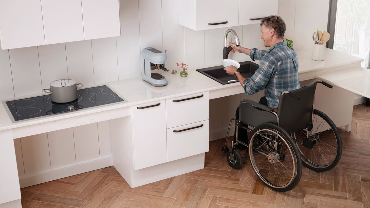 Open-plan accessible apartment interior