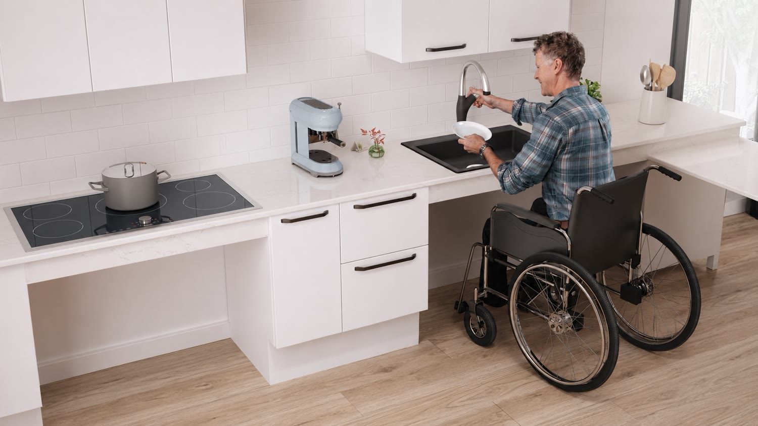 Accessible kitchen with lowered counter