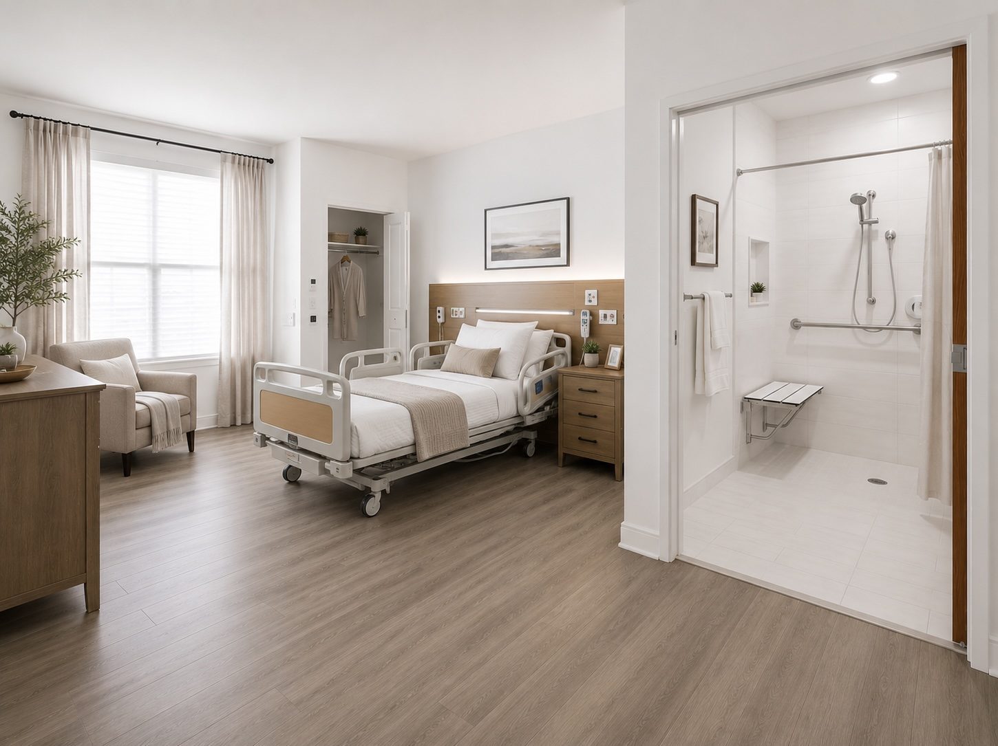 Bright furnished accessible recovery suite